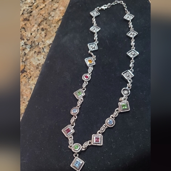 Lovely Multi Gemstones Silver Necklace🌴 - Picture 4 of 5